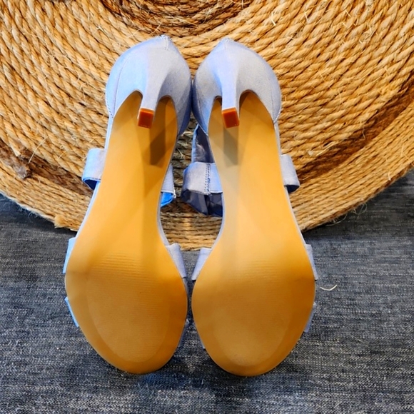 Womens New York & Company Blue Linen Heels sz10 - Picture 4 of 4